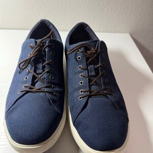 Blue and Brown Low-Top Sneakers with White Sole